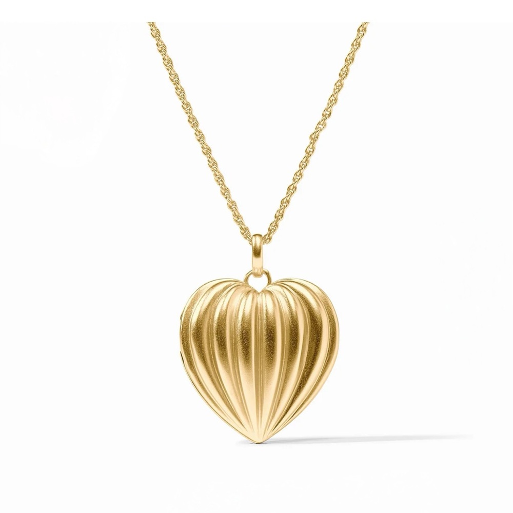 $175 Julie Vos Puffy Heart Locket Pendant Necklace